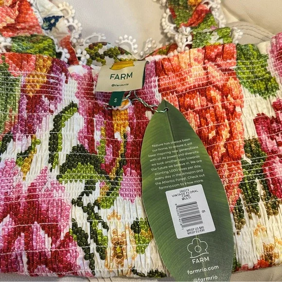 NWT FARM RIO Vintage Floral Smocked Cami Top | S - Picture 6 of 9